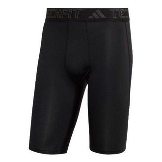 adidas Sports Gym Solid Color Logo Tight Shorts Black HJ9921