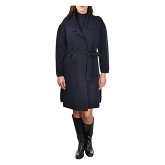 Gran Sasso Belted Coats, female, Blue, 2XL, Stylish Coat