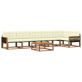 vidaXL Conjunto De Sof&aacute;s De Exterior Con Coj&iacute;n 7 Pcs Natural Y Crema Vidaxl