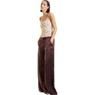 Cynthia Rowley Wide Leg Snap Pants in Brown at Nordstrom, Size X-Small