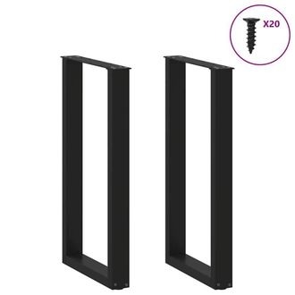 Berkfield Home Modern Coffee Table Legs U-Shaped 2 pcs Black 40x(90-91) cm Steel