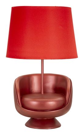 Mauro Ferretti L&aacute;mpara de mesa sill&oacute;n de resina roja &oslash; 26x43 cm