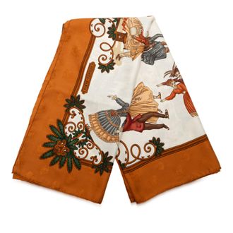 Herm&egrave;s Pre-owned Womens Joies D Hiver Silk Scarf - Beige Textile - One Size
