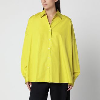 Dries Van Noten Camicia oversize color lime in popeline di cotone
