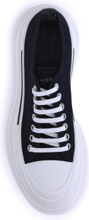 Alexander McQueen Mens Sneakers Tread Slick Black-White Upper: Canvas Trainers Black/white