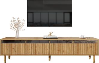 STILVORA Mueble De Tv Con 4 Cajones Y Pasacables, Dise&ntilde;o Minimalista, Sal&oacute;n, 178&times;35&times;45 Cm, En Mdf, Efecto Madera