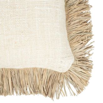 Bazar Bizar Funda coj&iacute;n algod&oacute;n y rafia blanco natural 40x40