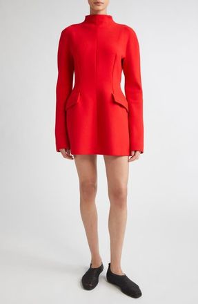 Sportmax Tefrite Long Sleeve Jersey Minidress in Red at Nordstrom, Size 14