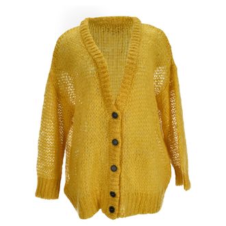 Marni Knitted Cardigan in Yellow Mohair Wool