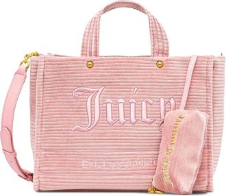 Juicy Couture Ribfluwelen shopper met geborduurd logo - Roze