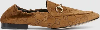 Gucci Womens Jordaan Loafer, Brown, Suede