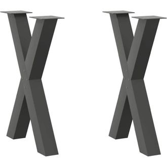 vidaXL Vidaxl - Patas Para Mesa De Comedor En Forma De X (2 Unidades), Antracita, 50 X (72-73) Cm, Acero