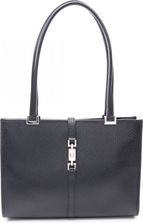 Gucci Black Leather Handbag Tote Bag (Pre-Owned)