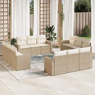 vidaXL Set De Sof&aacute;s De Jard&iacute;n 12 Pzas Y Cojines Rat&aacute;n Sint&eacute;tico Marr&oacute;n Vidaxl