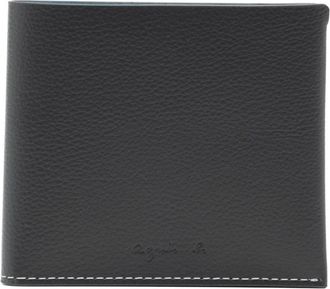 agnès b. logo debossed folded leather wallet - men - Leather - One Size - Blue