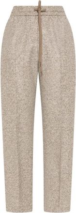 Seventy Broek met wol-effect vilt - Dames - Straight fit broeken - Beige - S - Wol - Broeken