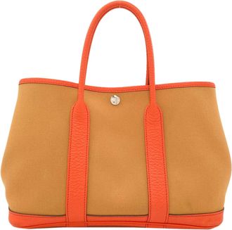 Herm&egrave;s Orange Negonda Leather Canvas Tote Bag (Pre-Owned)