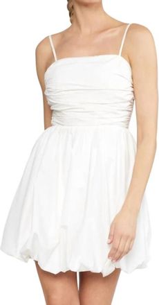 Entro Theresa Spaghetti Strap Ruched Bubble Mini Dress In White