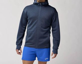 Brooks Activate Midweight Hoodie In Heather Blue Slate