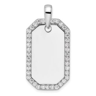 Diamond2Deal 14K Gold Lab Grown Diamond Dog Tag Pendant (1ct, VS, D-E)