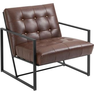 HOMCOM Homcom - Poltrona Moderna Stile Industriale Imbottita in Metallo e pu Marrone