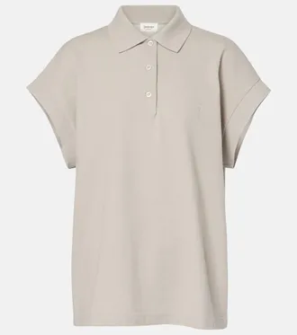 Saint Laurent Cassandre cotton-blend pique polo shirt