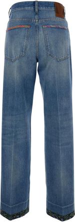 Valentino Womens Blue Jeans With Floral Details Viscose