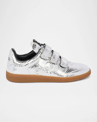 Isabel Marant Beth Snake-Embossed Leather Low-Top Sneakers