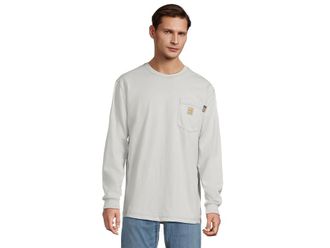 Carhartt Work in Progress Flame-Resistant Force(r) Cotton Long Sleeve T-Shirt Mens Clothing Light Gray : 2XL (Reg), Cotton/Jersey
