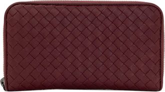 Bottega Veneta Bordeaux Leather Long Wallet (Bi-Fold) (Pre-Owned)