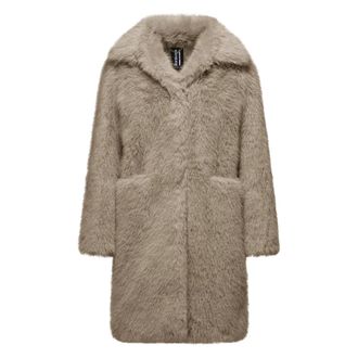 Bomboogie Cappotto Lungo in Eco-pelliccia a Pelo Lungo - - Coats - Donna - Beige - XS