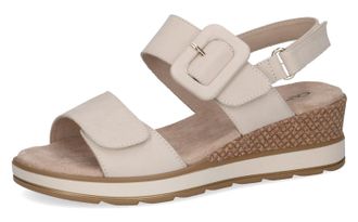 Caprice Keilsandalette CAPRICE, Damen, Gr. 37, weiss (sanftes wei&szlig;), Nubukleder, Schuhe Keilsandalette, Sommerschuh, Riemchensandale in bequemer Weite