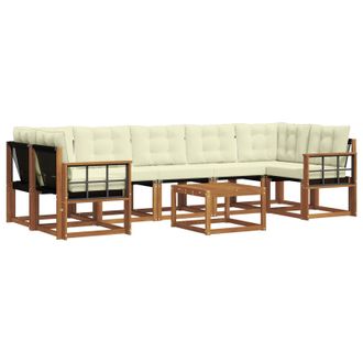 vidaXL Conjunto De Sof&aacute;s De Exterior Con Coj&iacute;n 8 Pcs Natural Y Crema Vidaxl
