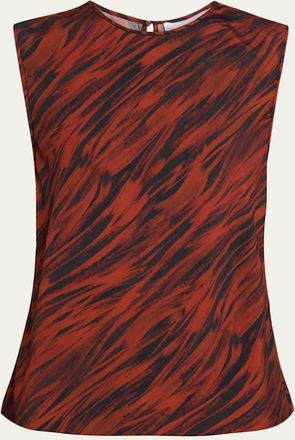 Proenza Schouler Megan Sleeveless Printed Twill Top