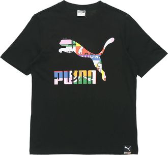 Puma Intl Tee Multi-Color Logo Printing Sports Round Neck Short Sleeve Black 532274-51