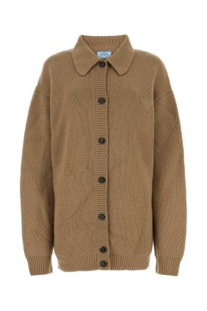 Prada Womens Biscuit Cashmere Cardigan - Tan - Size EU 38 (Womens)
