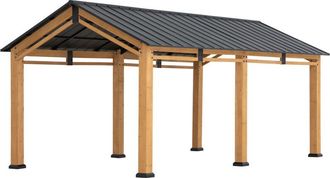 Sunjoy Direct Carport De Madera De Cedro Diran - 336cm X 603cm, Antracita