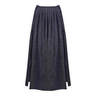 Alessia Santi Denim Skirts, female, Blue, Size: M Long Pleated Skirt