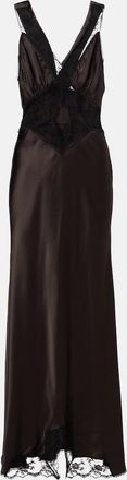 Sir. Lace-trimmed silk maxi dress