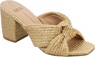 Mia Womens Hania Raffia Knot Block Heel Sandals In Gold