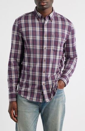 Faherty Coastline Knit Button-Down Shirt in Burgundy Oak Plaid at Nordstrom Rack, Size Xx-Large