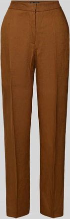 Mango Straight Fit Leinenhose mit B&uuml;gelfalten Modell Boreli in Camel, Gr&ouml;&szlig;e 36