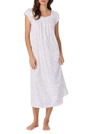 Eileen West Floral Cap Sleeve Cotton Nightgown in Viney Flower at Nordstrom, Size Xx-Small