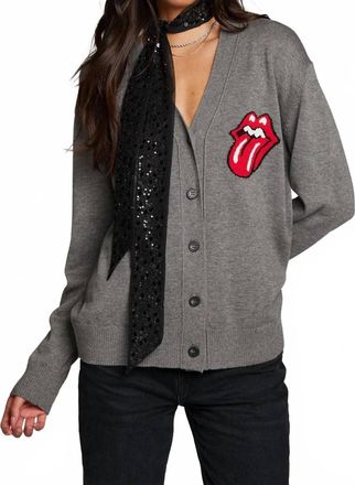 Chaser Rolling Stones Cardigan In Heather Grey