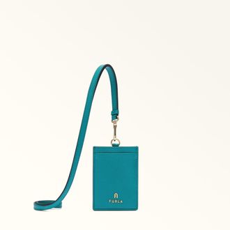 Furla Camelia Porta Badge S Amatore Blue Blu Pelle Stampata Donna