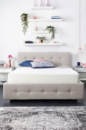 Aspire Home Accents End Lift Ottoman Storage Bed, Beige Linen | Size: King