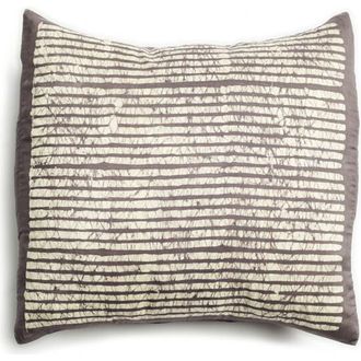 Studio Variously Maple Black Hand Wax Block Printed Stripes Mulberry Silk Pillow - Cover + Insert in Black/maple at Nordstrom
