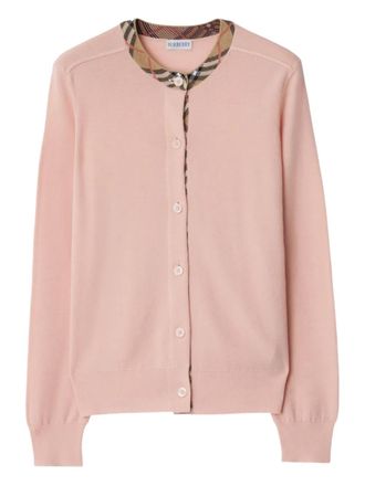 Burberry check-trimmed cardigan - Pink