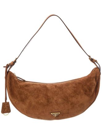 Prada Demi-Lune Large Suede Shoulder Bag