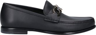 Ferragamo Black Leather Loafers with Metal Bit Detail